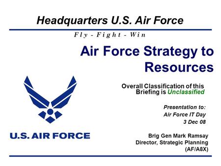 Air Force Strategy to Resources