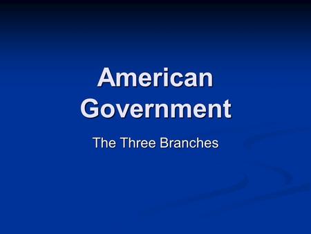 American Government The Three Branches. The United States Constitution was written in 1787. It explains how the United States Government is to be run.