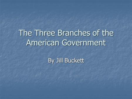 The Three Branches of the American Government By Jill Buckett.