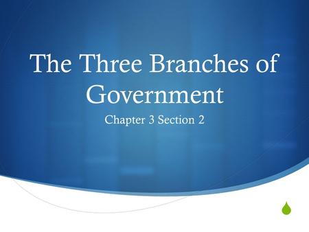 The Three Branches of Government Chapter 3 Section 2.