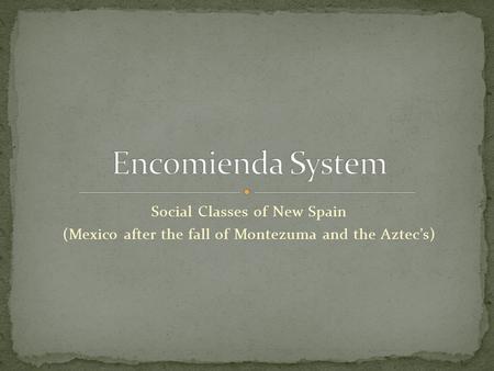 Social Classes of New Spain (Mexico after the fall of Montezuma and the Aztec’s)