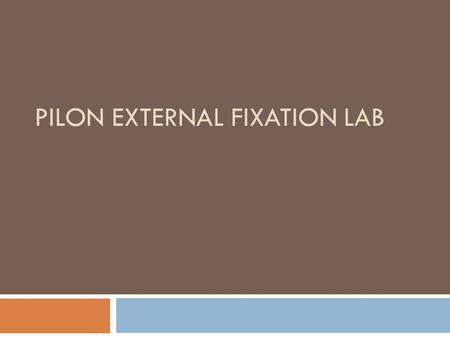 PILON EXTERNAL FIXATION LAB. Theory of External Fixation  “Damage Control”  Provides stability while letting the soft tissues heal  Does not burn bridges.
