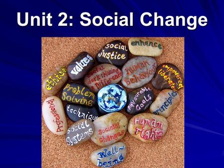 Unit 2: Social Change. What is Social Change? Changes in the way society is organized Changes in the beliefs/practices of the people Expect enormous political,