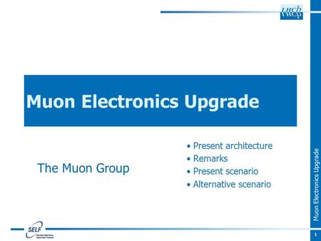 Muon Electronics Upgrade Present architecture Remarks Present scenario Alternative scenario 1 The Muon Group.