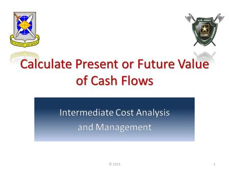 Calculate Present or Future Value of Cash Flows © 20111.