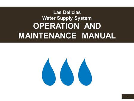 Las Delicias Water Supply System OPERATION AND MAINTENANCE MANUAL 1.