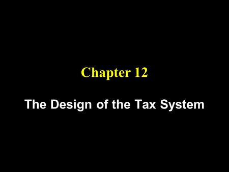 Chapter 12 The Design of the Tax System. Objectives 2.) Understand the efficiency cost of taxation. 3.) Learn the criteria for evaluating the equity of.