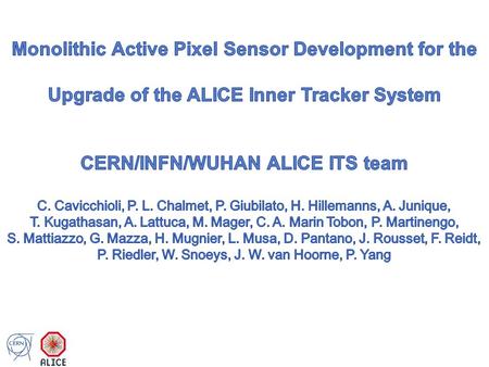 ALICE Inner Tracking System at present 2 2 layers of hybrid pixels (SPD) 2 layers of silicon drift detector (SDD) 2 layers of silicon strips (SSD) MAPs.