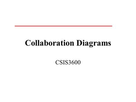 Collaboration Diagrams CSIS3600. What is a Collaboration Diagram Collaboration diagrams illustrate interactions between objects The collaboration diagram.