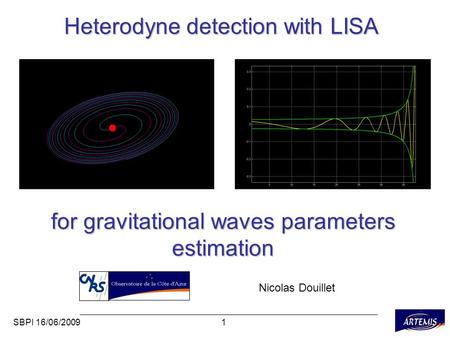 1SBPI 16/06/2009 Heterodyne detection with LISA for gravitational waves parameters estimation Nicolas Douillet.