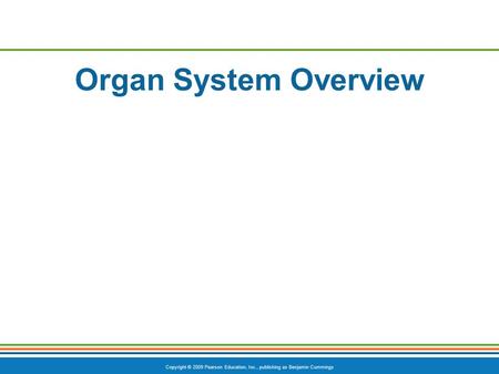 Copyright © 2009 Pearson Education, Inc., publishing as Benjamin Cummings Organ System Overview.