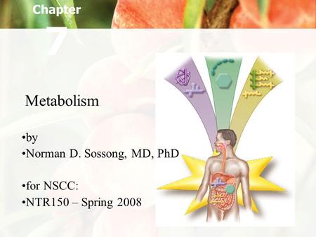 Metabolism Chapter 7 by Norman D. Sossong, MD, PhD for NSCC: NTR150 – Spring 2008.