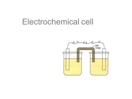 Electrochemical cell. Parts of a Voltaic Cell The electrochemical cell is actually composed to two half cells. Each half cell consists of one conducting.
