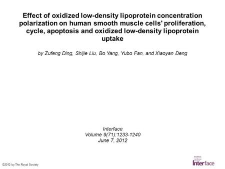 Effect of oxidized low-density lipoprotein concentration polarization on human smooth muscle cells' proliferation, cycle, apoptosis and oxidized low-density.
