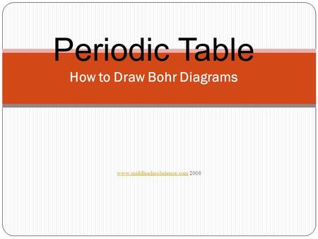 Www.middleschoolscience.comwww.middleschoolscience.com 2008 Periodic Table How to Draw Bohr Diagrams.