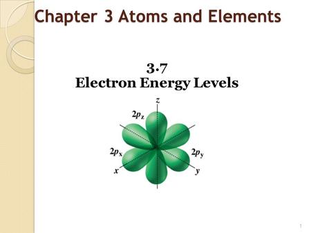 Chapter 3 Atoms and Elements 3.7 Electron Energy Levels 1.