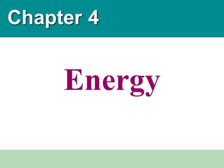 Chapter 4 Energy. 4-1: The Nature of Energy When something is able to change its environment or itself, it has energy.
