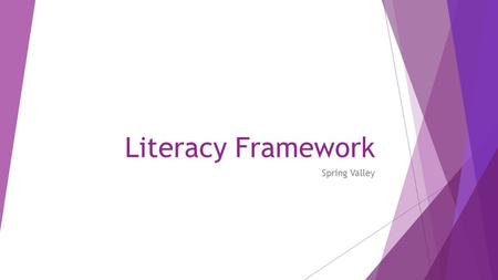 Literacy Framework Spring Valley. Reader’s Workshop  Segment 1: Direct Instruction (15 – 20 minutes)  Teacher  Conducts interactive read aloud with.