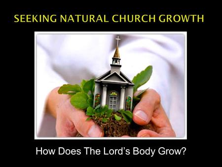 How Does The Lord’s Body Grow?.  The Body Grows Naturally  Many church growth plans are unnatural. Focus on programs or facilities.  The Lord’s Body.