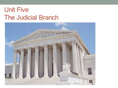 Unit Five The Judicial Branch. Articles of Confederation 1781-1789 This had no national courts. The states all interpreted laws. US realized they needed.