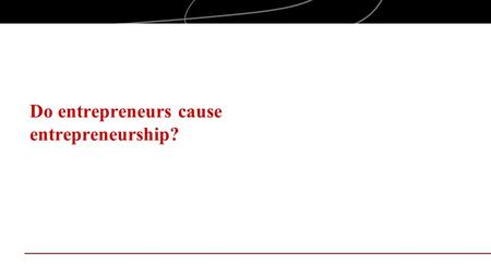 Do entrepreneurs cause entrepreneurship?. ENTREPRENEURship Market opportunities, technology changes, etc. play roles in entrepreneurship The entrepreneur.