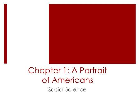 Chapter 1: A Portrait of Americans Social Science.