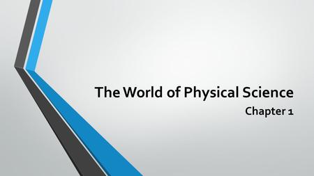 The World of Physical Science Chapter 1. Exploring Physical Science Science – the process of gathering knowledge about the natural world. Physical Science.
