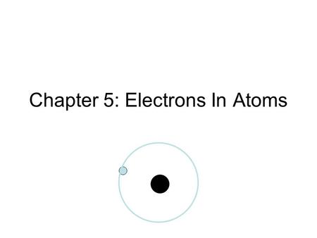 Chapter 5: Electrons In Atoms. Wave Nature of Light Electromagnetic Radiation – form of energy that exhibits wavelike behaviors as it travels through.