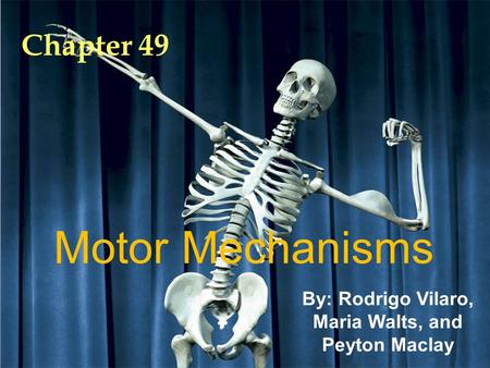 By: Rodrigo Vilaro, Peyton Maclay, and Maria Walts Chapter 49 Motor Mechanisms By: Rodrigo Vilaro, Maria Walts, and Peyton Maclay.