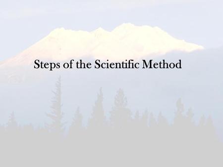 Steps of the Scientific Method. Decide on a Topic What are you interested in? What do you want to find out more about?