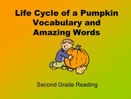 Life Cycle of a Pumpkin Vocabulary and Amazing Words Second Grade Reading.