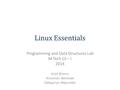 Linux Essentials Programming and Data Structures Lab M Tech CS – I 2014 Arijit Bishnu Ansuman Banerjee Debapriyo Majumdar.