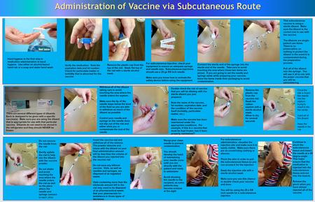 Administration of Vaccine via Subcutaneous Route Hand hygiene is the first step in medication administration is hand hygiene. Use either an alcohol-based.
