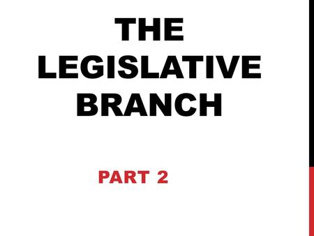 THE LEGISLATIVE BRANCH PART 2. WHERE DO IDEAS FOR LAWS BEGIN?  An idea for a new law is called a bill.  An idea for a bill can come from anyone: citizens,