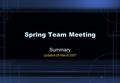 1 Spring Team Meeting Summary Updated 28 March 2007.