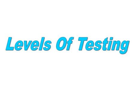 TESTING LEVELS Unit Testing Integration Testing System Testing Acceptance Testing.