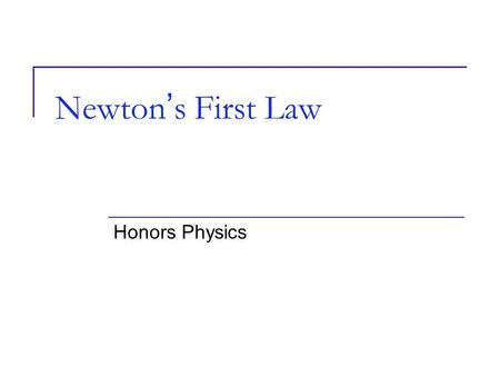 Newton’s First Law Honors Physics. Net force – combination of all forces acting on an object. (F net ) Balanced forces – forces that are equal in magnitude.