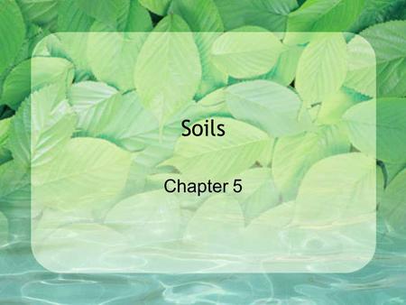 Soils Chapter 5. SOIL Is the soft material that covers the surface of the earth and provides a place for the growth of plant roots. It also contains minerals,