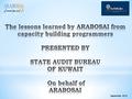September 2015 1. 2 LESSON 1 ARABOSAI benefited from the valuable experience of INTOSAI Development Initiative (IDI) in the design and implementation.