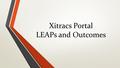 Xitracs Portal LEAPs and Outcomes. Types of Users Program Assessor Create and Enter the LEAP or Outcome Plan Document the Results Propose Changes Peer.