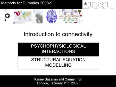 PSYCHOPHYSIOLOGICAL INTERACTIONS STRUCTURAL EQUATION MODELLING Karine Gazarian and Carmen Tur London, February 11th, 2009 Introduction to connectivity.