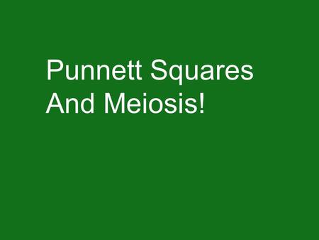 Punnett Squares And Meiosis!. Meiosis: A type of cell division in which a diploid cell (two copies of each gene) divides to form a haploid cell (one copy.