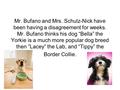 Mr. Bufano and Mrs. Schulz-Nick have been having a disagreement for weeks. Mr. Bufano thinks his dog “Bella” the Yorkie is a much more popular dog breed.