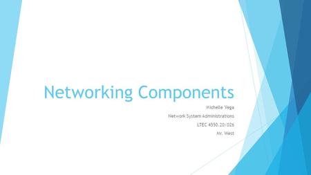 Networking Components Michelle Vega Network System Administrations LTEC 4550.20/026 Mr. West.