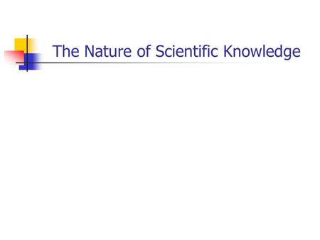 The Nature of Scientific Knowledge. Goal of Modern Science… …to understand and explain how the natural world works. Science only gives us descriptions.