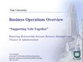Business Operations Overview “Supporting Yale Together” Reporting Relationship between Business Managers and Finance & Administration Steve Murphy Associate.