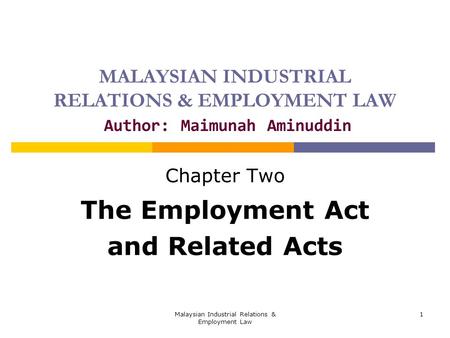 Chapter Two The Employment Act and Related Acts