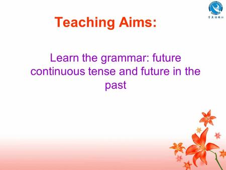Teaching Aims: Learn the grammar: future continuous tense and future in the past.