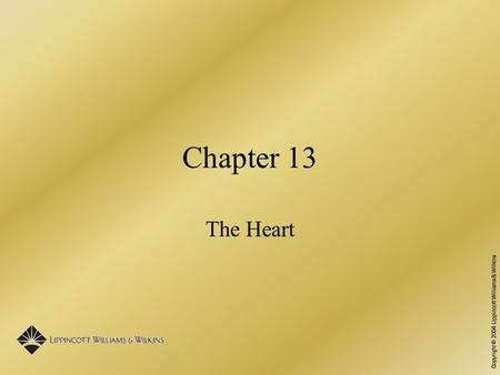 Copyright © 2004 Lippincott Williams & Wilkins Chapter 13 The Heart.
