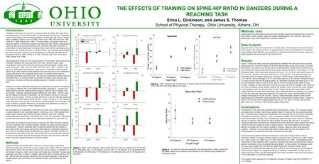 THE EFFECTS OF TRAINING ON SPINE-HIP RATIO IN DANCERS DURING A REACHING TASK Erica L. Dickinson, and James S. Thomas School of Physical Therapy, Ohio University,